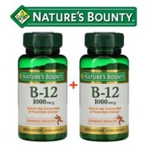 (1+1) 네이쳐스바운티 수용성 비타민 B12 시아노코발라민 1000mcg 코팅정 200타블렛 2팩, 2병, 200정