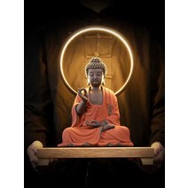 불상 무드등 부처상 조명 석가모니상 불교 장식품, 석가모니불 - 토기 + 등원받침