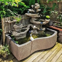 정원 분수 야외 마당 꾸미기 실내 조경 장식 인공폭포 분수대 미니연못 대형, Dexian 안뜰 물고기 연못