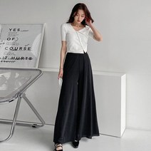 1+1 냉감 와이드 치마바지 밴딩 와이드핏 찰랑찰랑 여성 롱치마바지