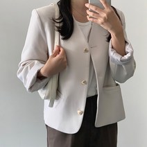 [레티고] 노카라 싱글 하트 버튼 자켓
