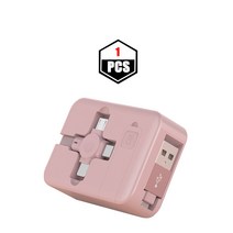 4in1 강아지폐식 USB 타입 C 마이크로 보조 배터리 충전 케이블 폰 삼성 샤오미 전화 스탠드 데이터, 04 Retract One Pink