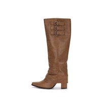 MATIN KIM 10/17 출발 BUCKLE LAYERED LEATHER LONG BOOTS IN BROWN MK2378SO010M0BR 304337