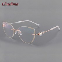 Chashma캣아이 티타늄 노안경 안경테 안경태 다이아몬드 안경 무테 안경태테 안경태태 틴트 컬러 렌즈