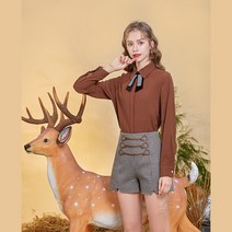 긴소매 셔츠 MG 작은상 나비넥타이 여성 스타일리쉬 와이드 루즈핏 심플 이너 상의 2245931323