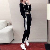 JUSTFORU 여성 봄 트레이닝복 3종세트 루즈핏 후드 런닝복 세트