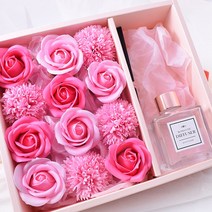 [캔들이케아] 비누꽃 플라워 디퓨저 박스 선물포장 케이스, 핑크 플라워 선물상자