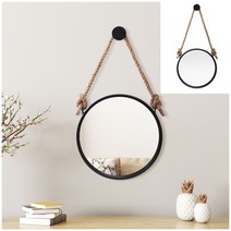 뉴리웹 스트랩벽거울 클래식 거울 원형 스트랩 거울 원룸 화장실 거울