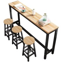 홈바테이블 숍 테이블 의자 조합 긴 상업용 카운터 발코니 바 벽 집 밀크 티 사이드 슬림 간이, 200x40x100 4 스툴