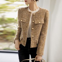 체인지쉬(change she) 여성 가을겨울 고급 프렌치 트위드 빈티지 숏 코트