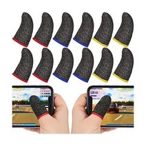 30 Pieces Finger 슬리브 for 게이밍 모바일게임 컨트롤러 Thumb Set 땀방지 통기성 있는 심리스 터치스크린 Covers 실버 Fiber Phone Games, Red Brim/ Yellow Brim/ Blue Br