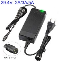 전동킥보드배터리 29.4V 2A 5A 전원 어댑터 충전기 24V 호버 보드 면도기 전기 자전거 바퀴 스킷 모드 스포츠 스쿠터, EU