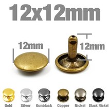공예 용품 100 세트 5-12mm 금속 더블 캡 리벳 스터드 라운드 네일 스파이크 가죽 공예 수리 신발 가방 벨, 04 Gun Black, 24 12x12mm