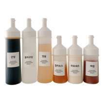 국내산 소스통세트 5개 화이트캡 - 모던라벨 18종, 300ml, 5개입