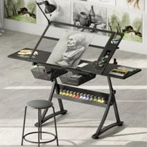 기계설계용 제도판 책상 드로잉 이젤 건축가 미대 테이블, 기본형 + 조명