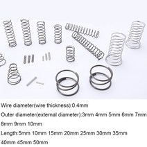 10PCS 압축 스프링 스테인레스 스틸 0.3/0.4*3 4 5 6 7 8 9 10mm * 5-50mm, [01] 0.4mm, [02] 3mm, [07] 5mm, 10개