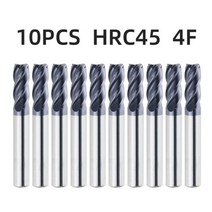 Tooleye HRC45 4 플루트 초경 밀링 커터 Cnc Maching 용 엔드 밀 금속 가공 합금 코팅 플랫 밀 1 2 3 5 6 7 8 10mm, [21] d20xD20x100L, [03] 10pcs HRC45 4F