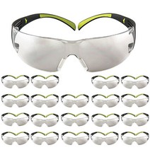 3M 보안경 SecureFit 20팩 ANSI Z87 긁힘 방지 실내/실외I/O 미러 렌즈 그린/블랙 프레임 유연한 안경 다리, I/O Mirror Lens Green/Black F, Anti-scratch, Pack of 20