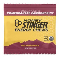 Honey Stinger Energy Chews 허니 스팅거 스포츠 에너지 츄 석류 패션프루트 12개입 1.8 oz 51g 1팩, 기본