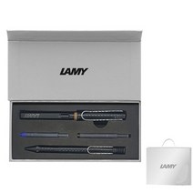 LAMY 사파리 만년필 + 볼펜 기프트세트, EF, 샤이니블랙