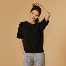 [JAJU/자주] 여 BETTER 텐셀 액티브 루즈핏 반팔 티셔츠_블랙