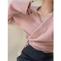 크로스 니트 여성 브이넥 꼬임 kint 43