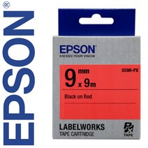 *정품* [ EPSON ] 라벨테이프, SC9R(빨강바탕/검정글씨/폭9mm)