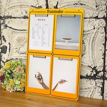 런메이크 스타일리쉬 메모보드 54종-클립 알림판 게시판, 08.A4세로형 4P_오렌지