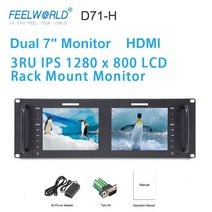 데일리휴대용 Feelworld D71-H 듀얼 7 인치 스크린 카메라 모니터 휴대용 3RU IPS 1280x800 HDMI 랙 마운트 soporte 파라, 01 Black