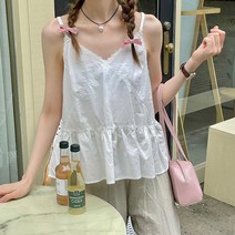 로망 레이스 끈나시 뷔스티에 블라우스