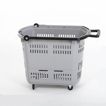 이퍼피 바퀴달린 대형마트 장바구니 손잡이있는 카트 바구니, 1개, 라지 그레이