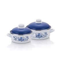 ELO 쯔벨 낮은형 인덕션 법랑냄비 세트 2개, 혼합색상, 양수냄비 16cm + 20cm