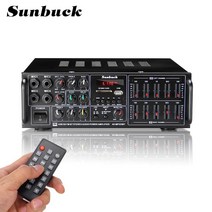 블루투스 미니 앰프 길거리공연 매장용 리시버 통기타 올인원 sunbuck 5000w 110-240v 전력 증폭기 시스템 사운드 오디오 스테레오 수신기 지원 4 way 마이크 2, 3-빨간색