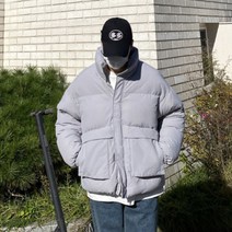 겨울 포켓 패딩 점퍼 / 블랙 그레이 체크