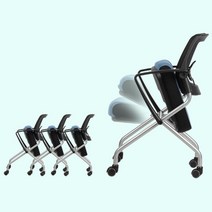 연수원 접이식 간편이동 두툼쿠션 팔걸이 사무용의자 적층보관 응접실의자, 메쉬의자블랙 BF타입 그레이a28