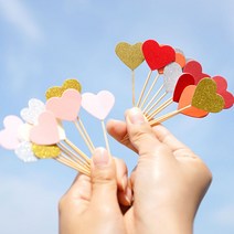 하트케이크토퍼 글리터 생일 축하 토퍼, 핑크톤
