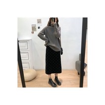 102335 유럽 수직 스트라이프 터틀넥 스웨터 가을과 겨울 여성 느슨한 게으른 풀오버 솔리드 컬러 니트 바닥 셔츠