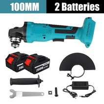 makita 18v 배터리 용 3 속도 브러시리스 충전식 앵글 그라인더 125mm100mm 전기 충격 그라인더 폴리셔 커팅 머신, 100mm 2 배터리
