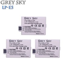 3pcs canon LP-E5 LP E5 카메라 리튬 이온 배터리 EOS Rebel XSi 1000D 500D 450D Kiss X3 X2 F, 07 3 battery
