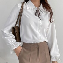 하젤 모나 리본 러플 슬리브 블라우스_S0589