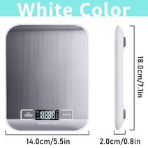 디지털 주방 규모 5kg10kg 식품 밸런스 측정 그램 온스 요리 베이킹, 하얀, 5kg