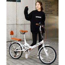 접이식 미니벨로 여성 20대 자전거 완성품 바구니 2인, 싱글스피드 - 엘레강트 화이트[완충] 22인치