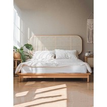 고급 라탄 침대헤드 보드 케인 발리 자연 감성 SS Q K, 월넛150x120cm