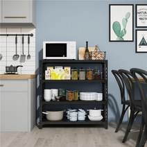 다용도실 창고 철제 선반 조립식 앵글 중량랙, 80x30cm + 블랙4단 [높이120]