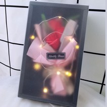 비누꽃 비누꽃바구니 꽃다발 플라워박스 웨딩 장식 기념품 발렌타인 데이 선물 장미 선물, 블랙박스 레드
