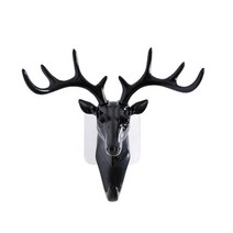 벽 교수형 후크 빈티지 사슴 머리 Antlers 교수형 옷 모자 스카프 키 사슴 뿔 옷걸이 랙 벽 장식, Black