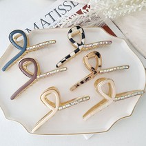 꼬임 크리스탈 호피 체크보드 명품 올림머리 긴머리 헤어 집게핀
