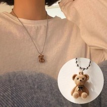 유시오 러블리 테디베어 패션 목걸이 브라운:FREE