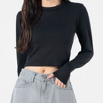 여성 크롭 티셔츠 2색 여자 배꼽티 캐주얼 크롭티 2색
