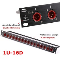 디제잉장비 오디오인터페이스 rack patch panel 8 12 16 way xlr male canon connnector 1u flight case mount for 케이블, 1u-16d